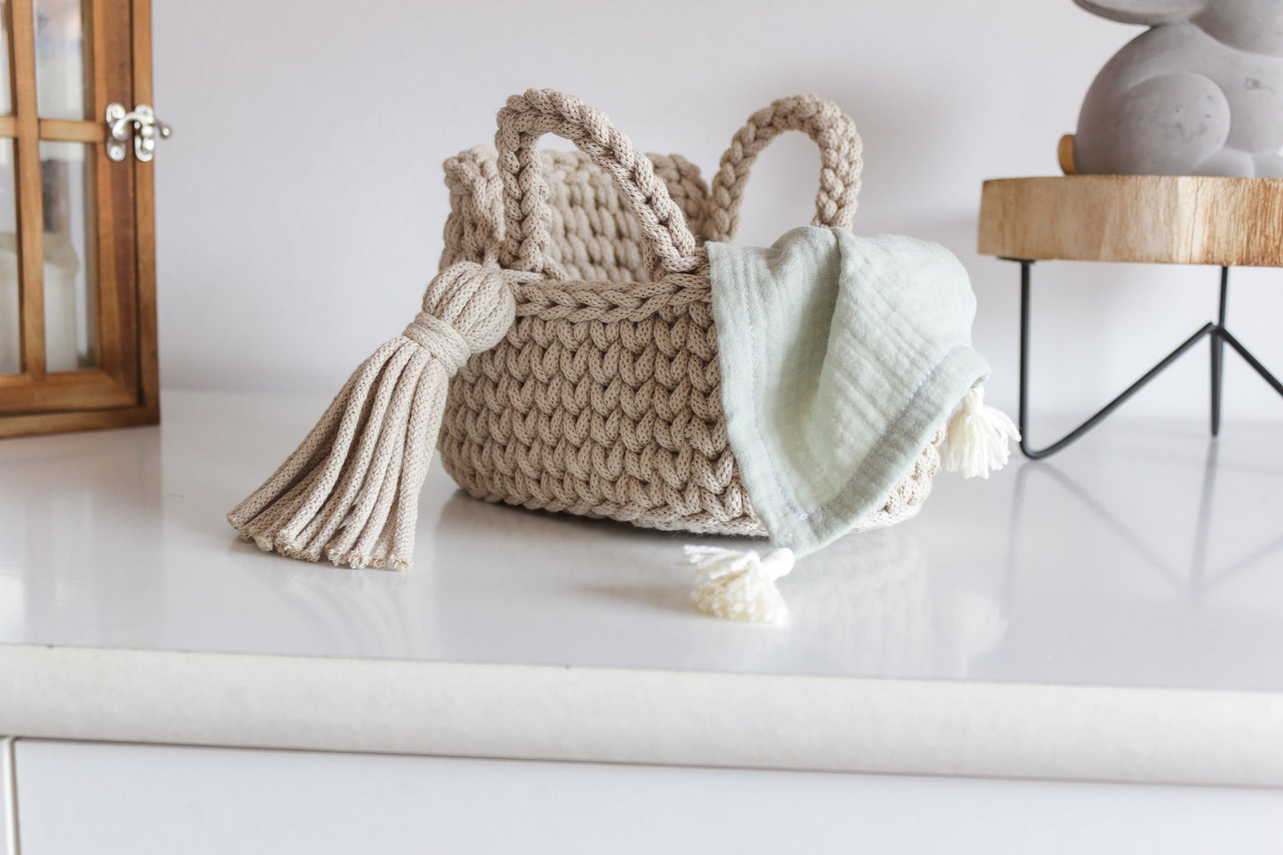 22cm MINI DOLL MOSES BASKET | BEIGE