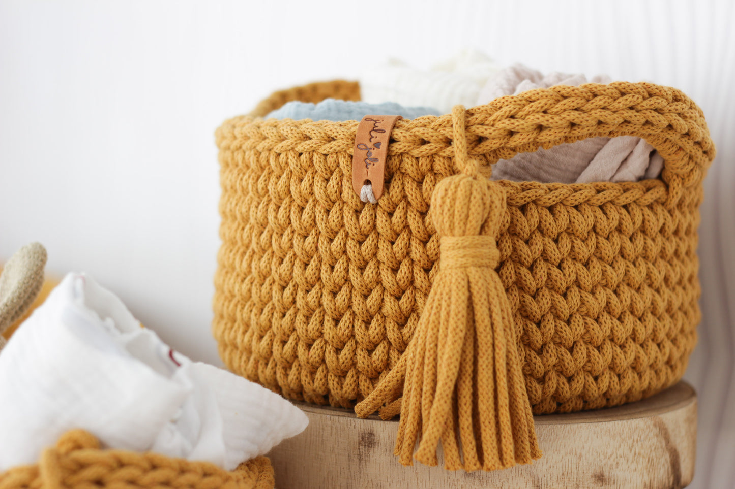 ROUND DIAPER BASKET 20cm | MUSTARD