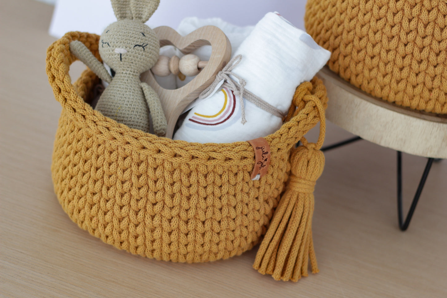 ROUND DIAPER BASKET 20cm | MUSTARD