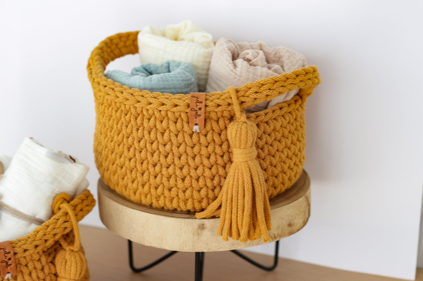 ROUND DIAPER BASKET 20cm | MUSTARD