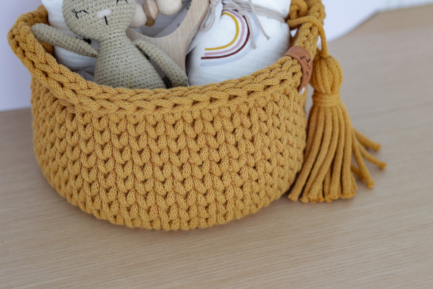ROUND DIAPER BASKET 20cm | MUSTARD