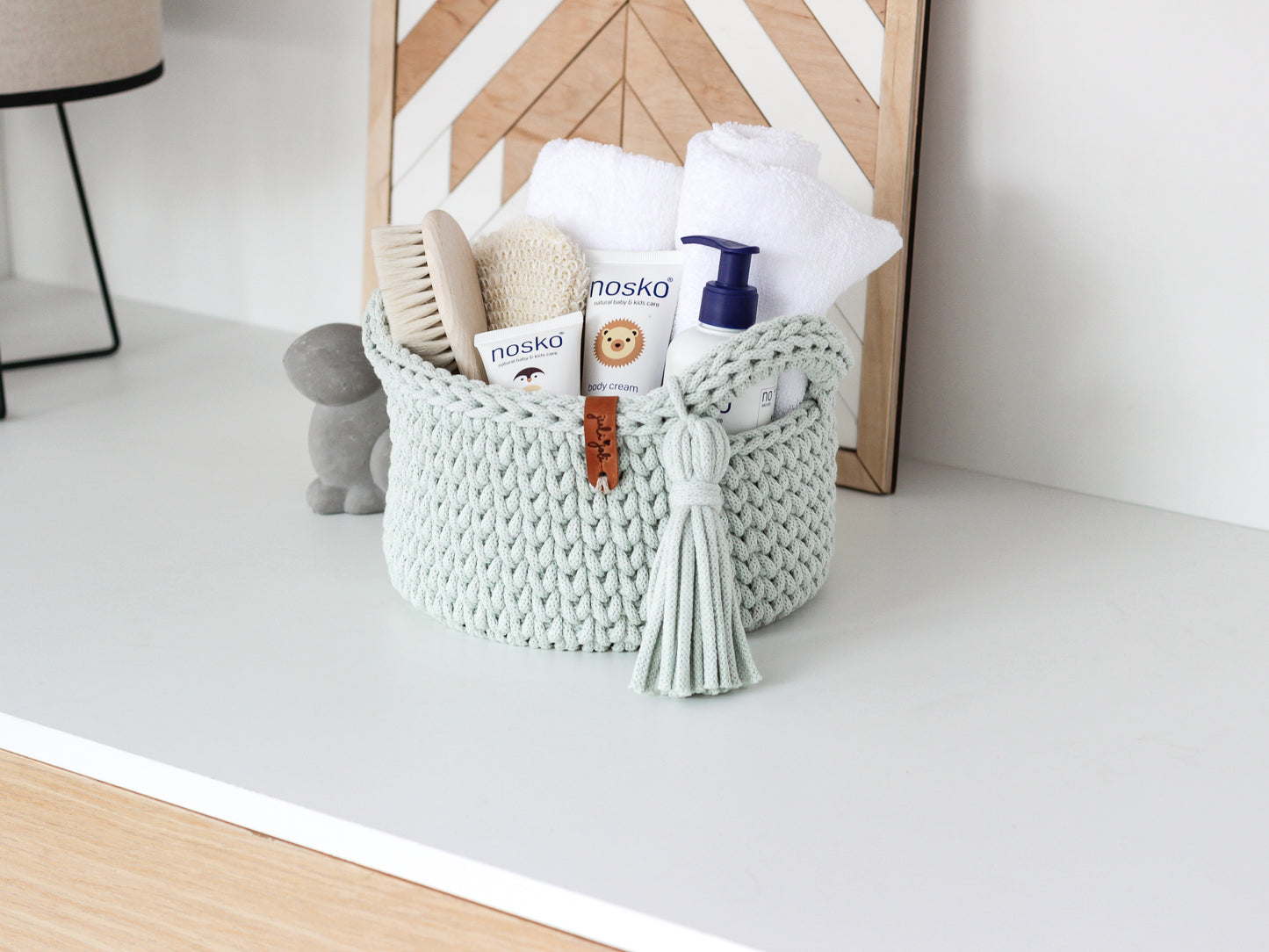 ROUND DIAPER BASKET 20cm | MILKY GREEN