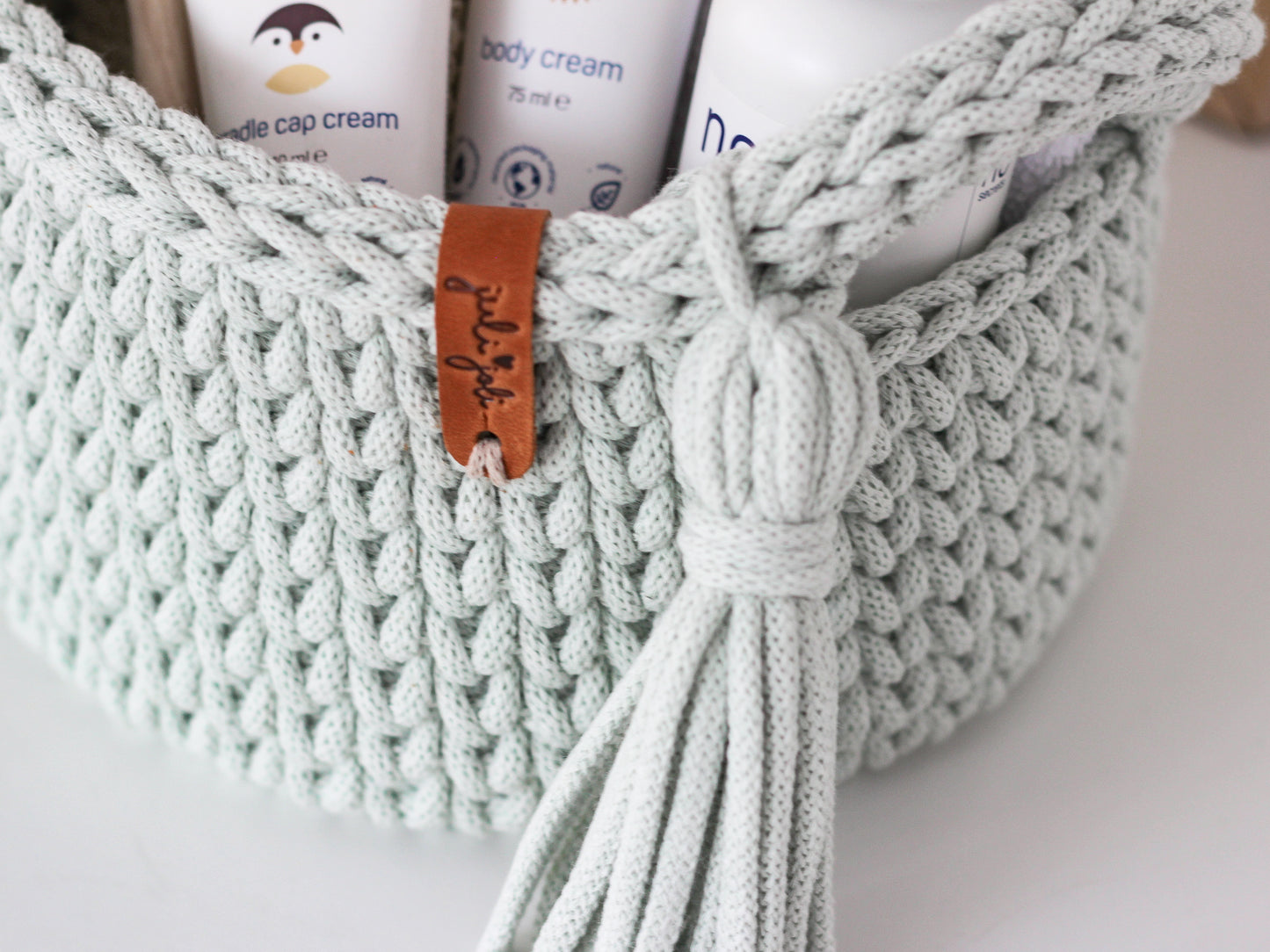 ROUND DIAPER BASKET 20cm | MILKY GREEN