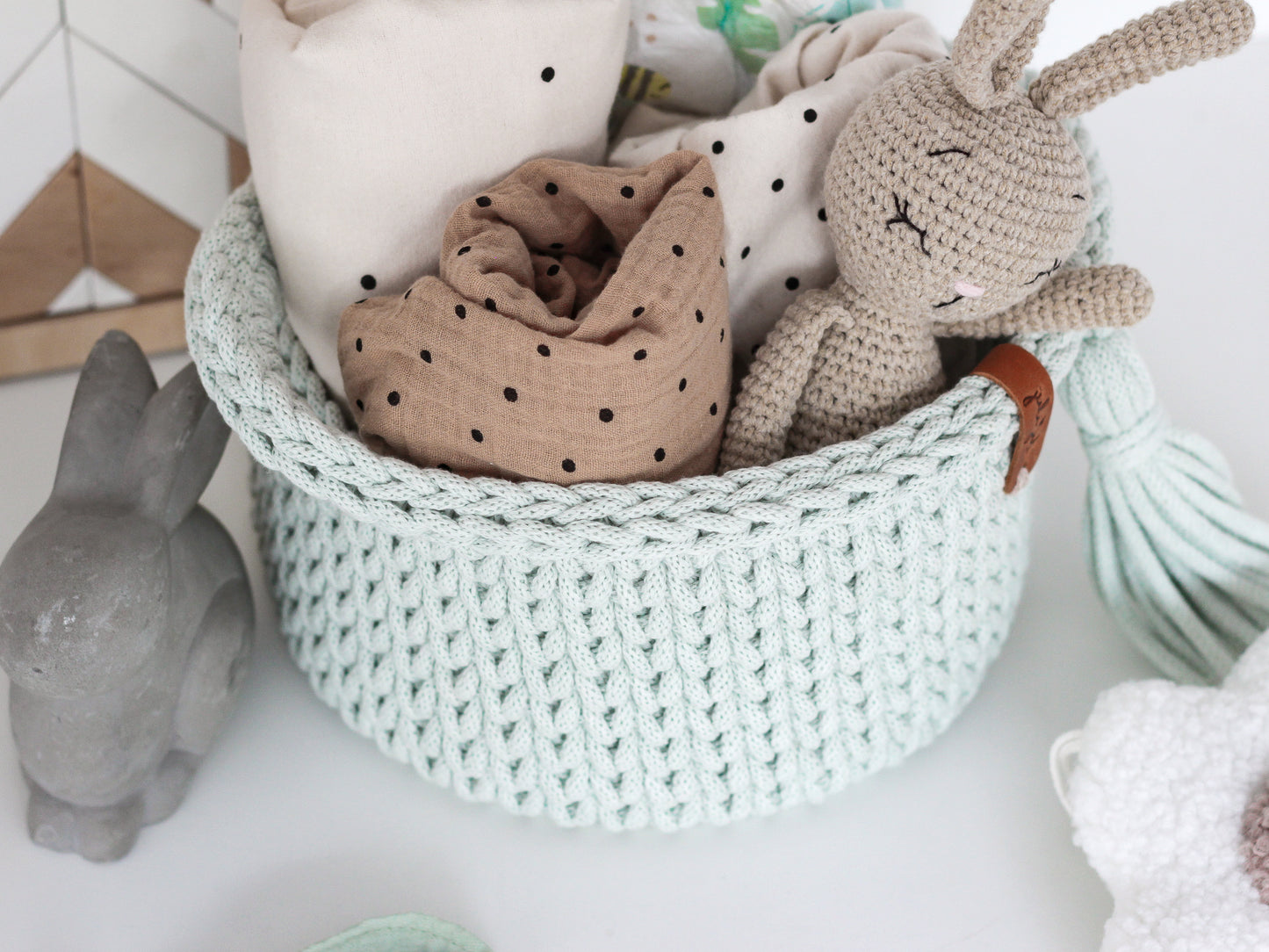 ROUND DIAPER BASKET 20cm | MILKY GREEN