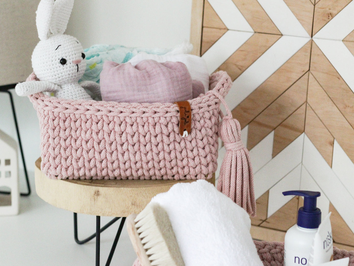 RECTANGLE BASKET MEDIUM | PASTEL PINK