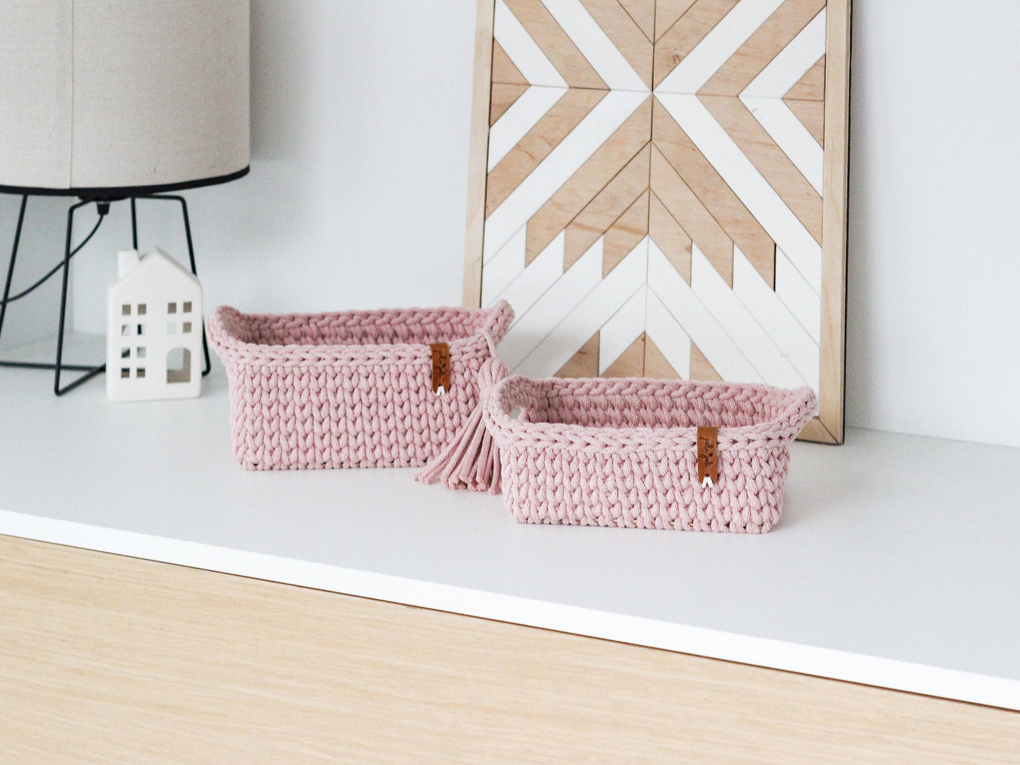 RECTANGLE BASKET MEDIUM | PASTEL PINK