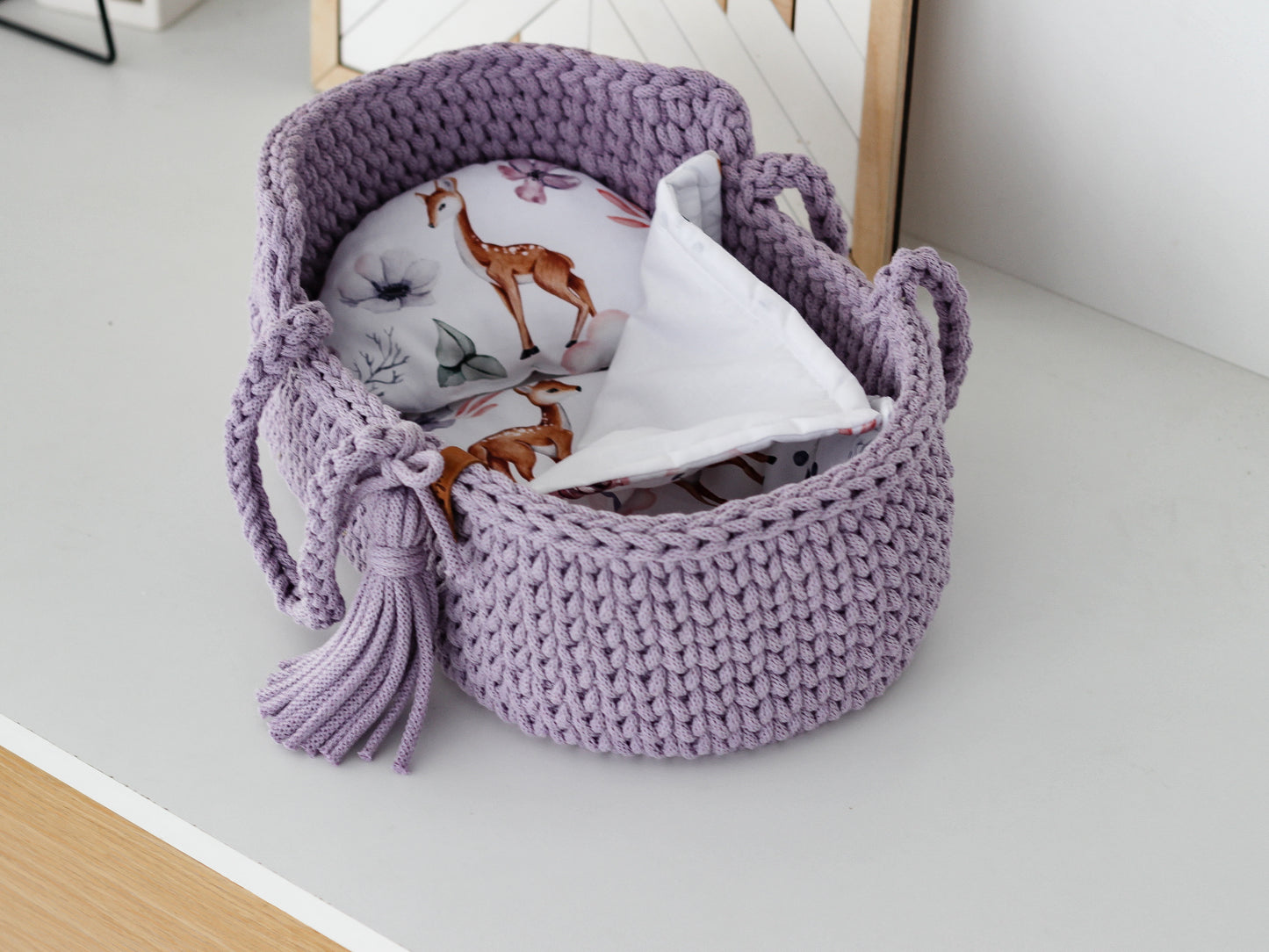 37cm DOLL MOSES BASKET | LAVENDER