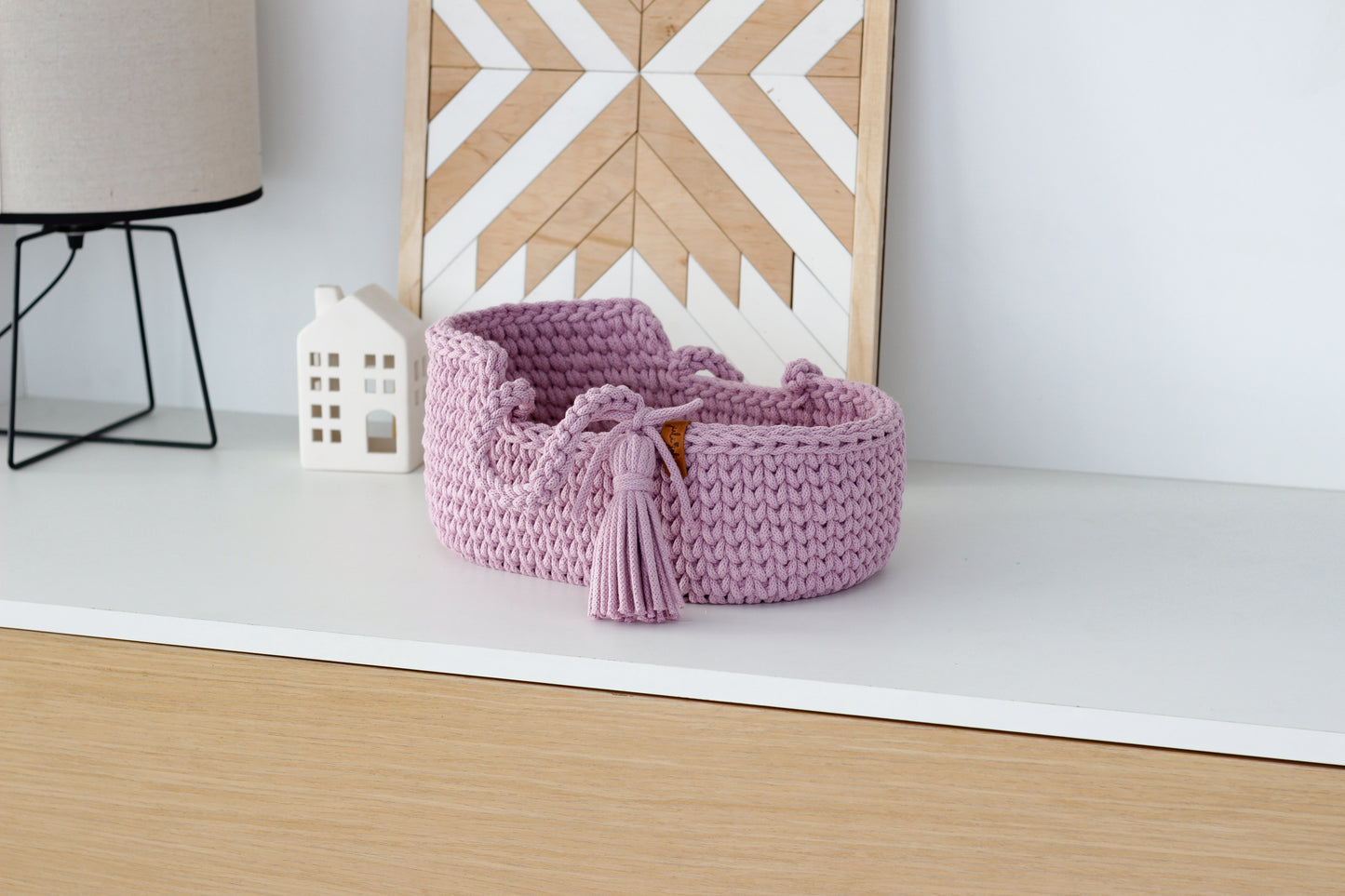 32cm DOLL MOSES BASKET | DUSTY PINK