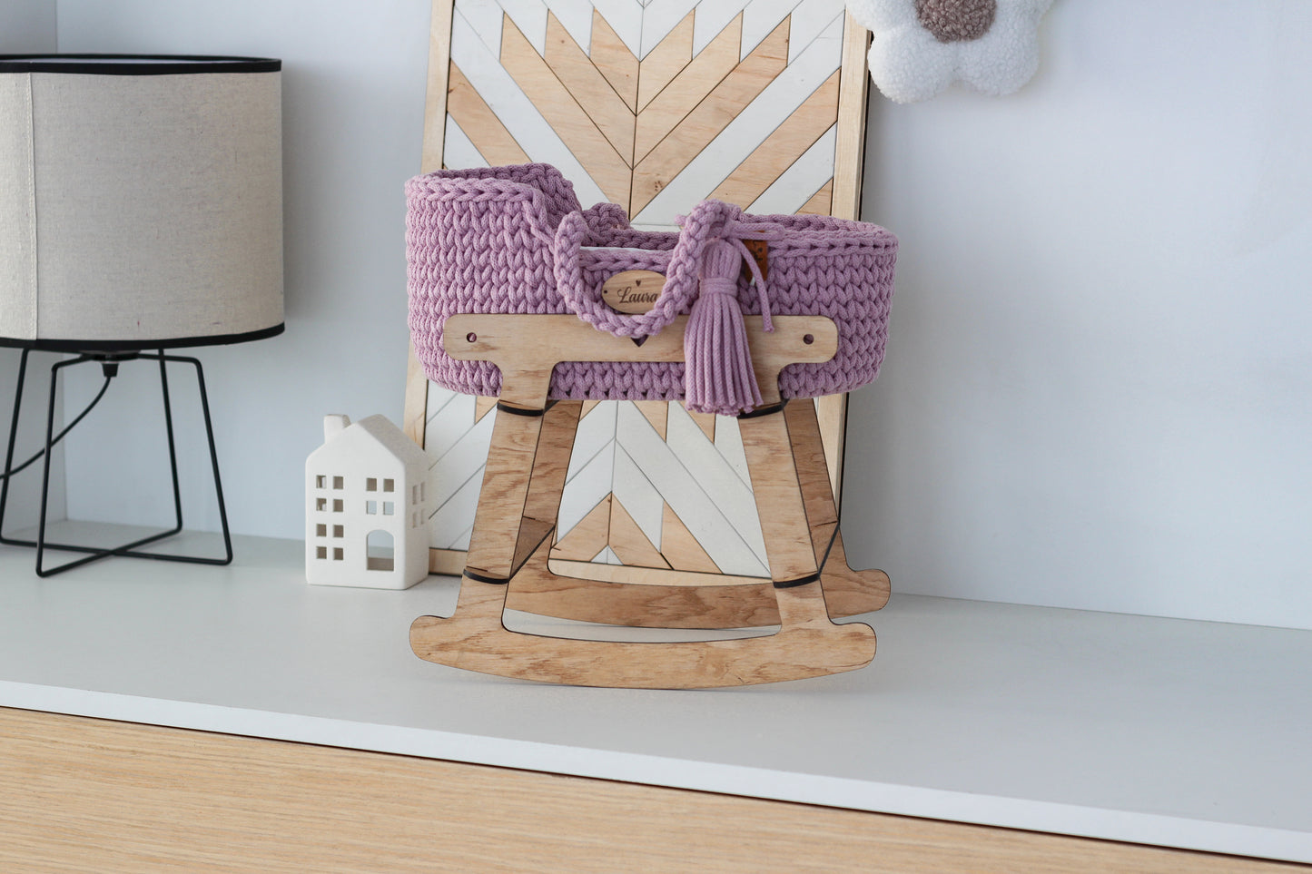 32cm DOLL MOSES BASKET | DUSTY PINK