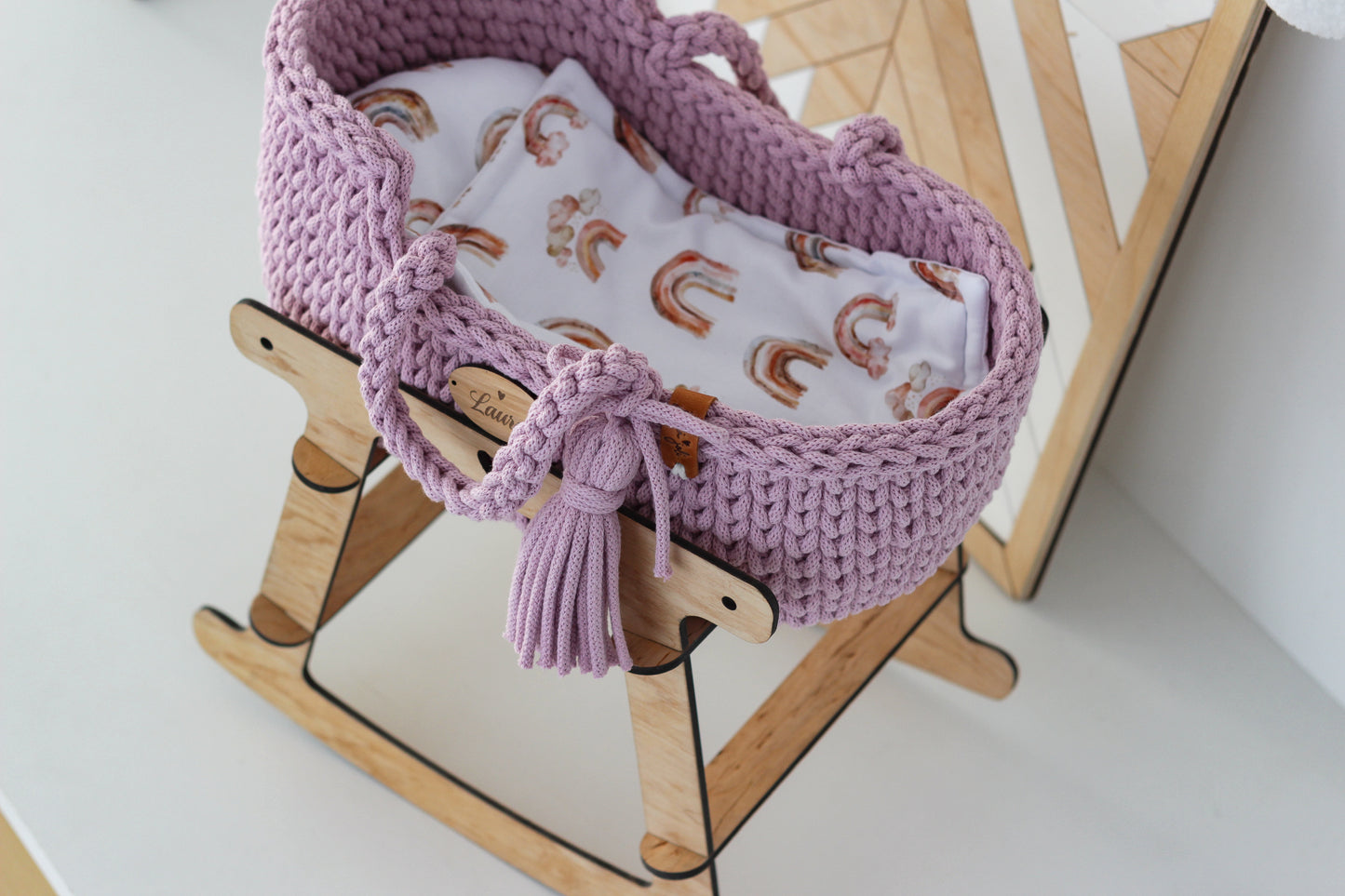 32cm DOLL MOSES BASKET | DUSTY PINK