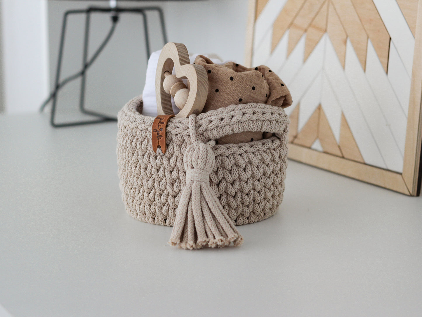 ROUND DIAPER BASKET 15cm | WARM BEIGE