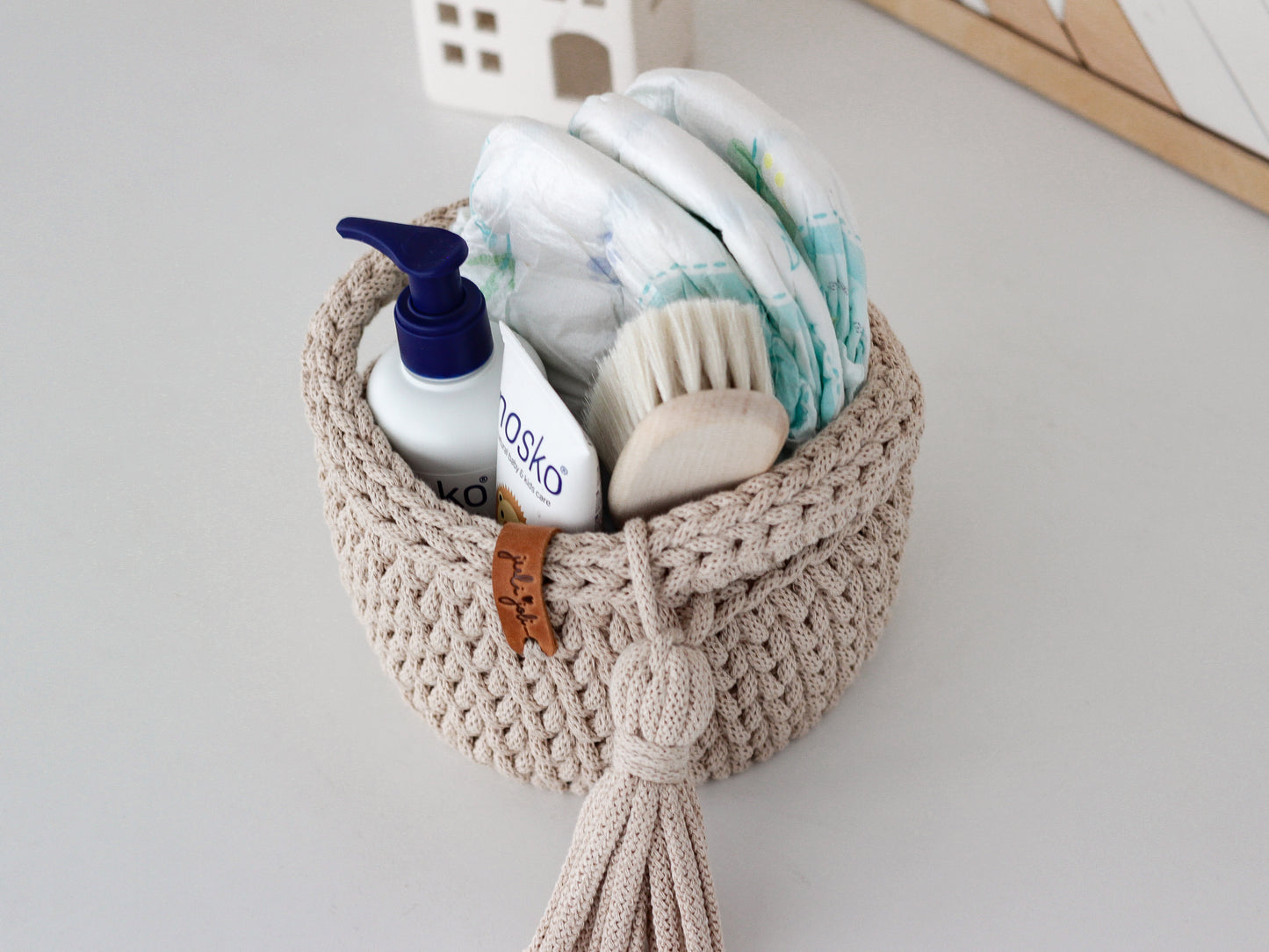 ROUND DIAPER BASKET 15cm | WARM BEIGE