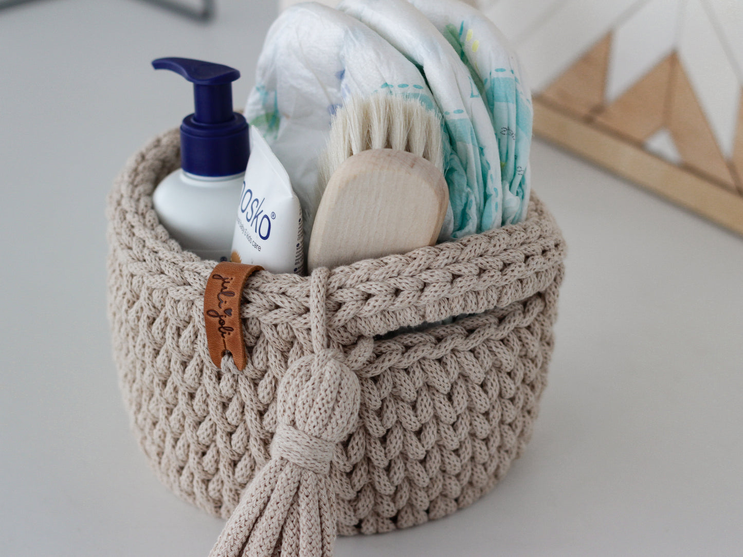 ROUND DIAPER BASKET 15cm | WARM BEIGE