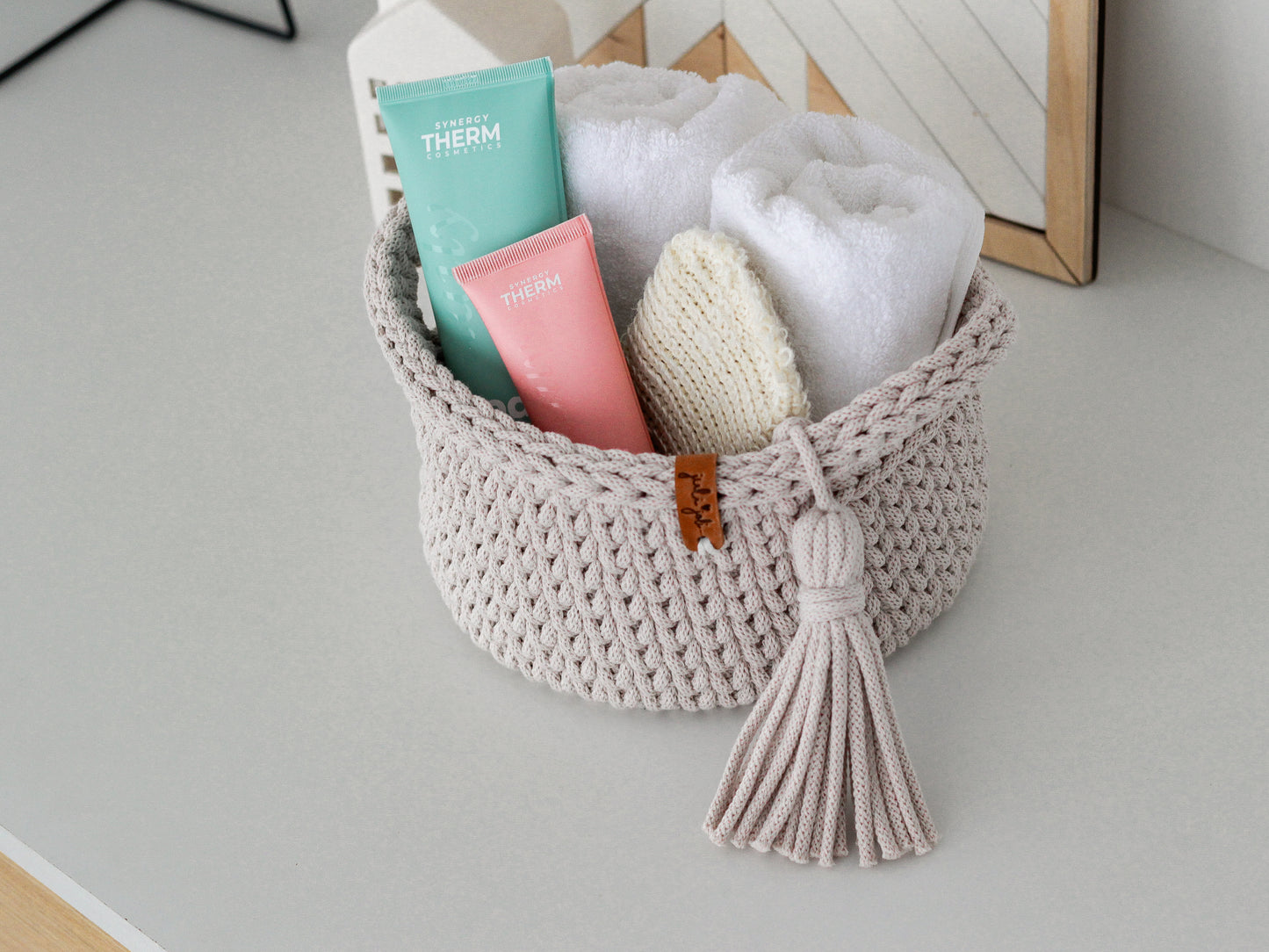 ROUND DIAPER BASKET 20cm | NUDE