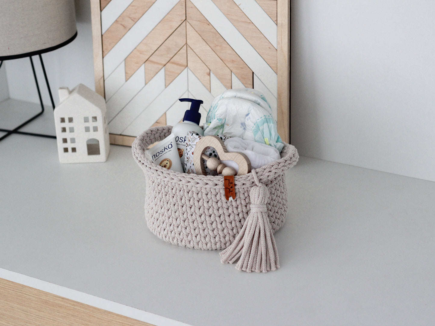 ROUND DIAPER BASKET 20cm | NUDE
