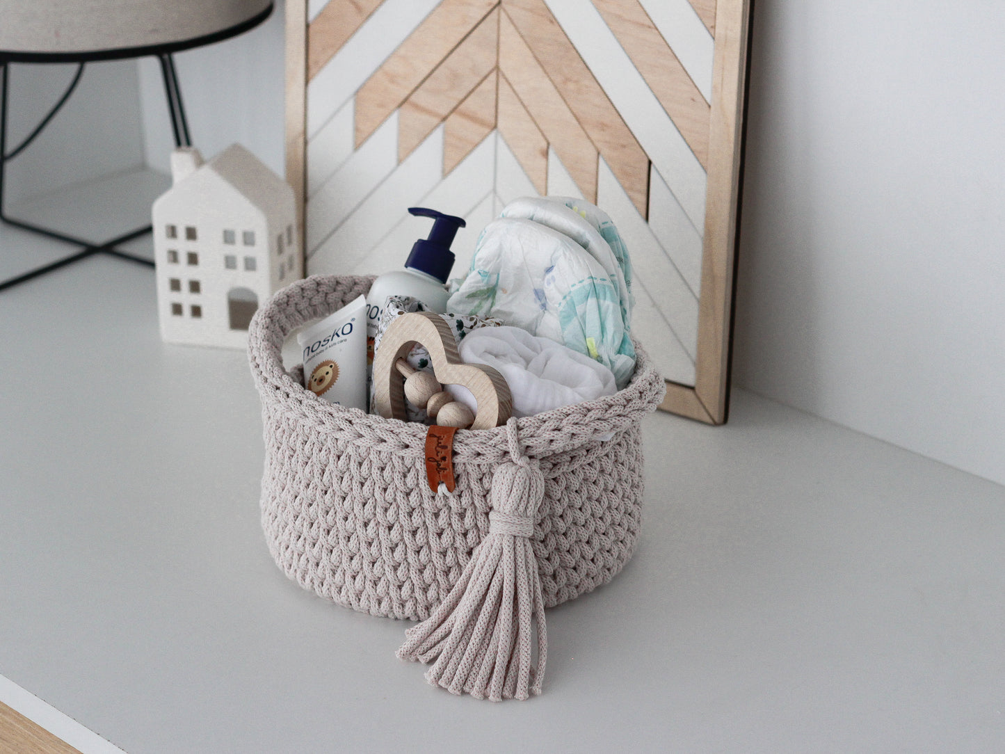 ROUND DIAPER BASKET 20cm | NUDE