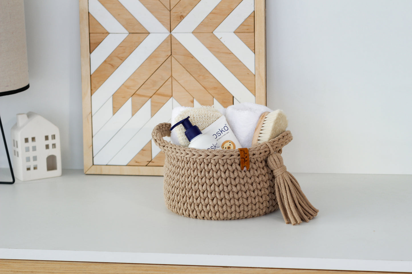 ROUND DIAPER BASKET 20cm | SAND