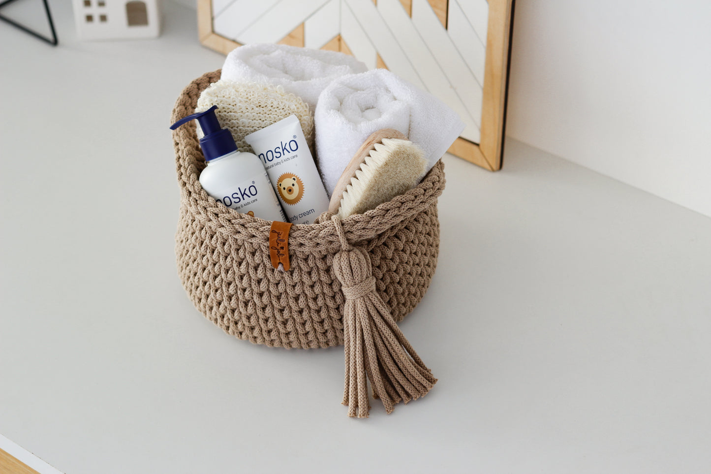 ROUND DIAPER BASKET 20cm | SAND