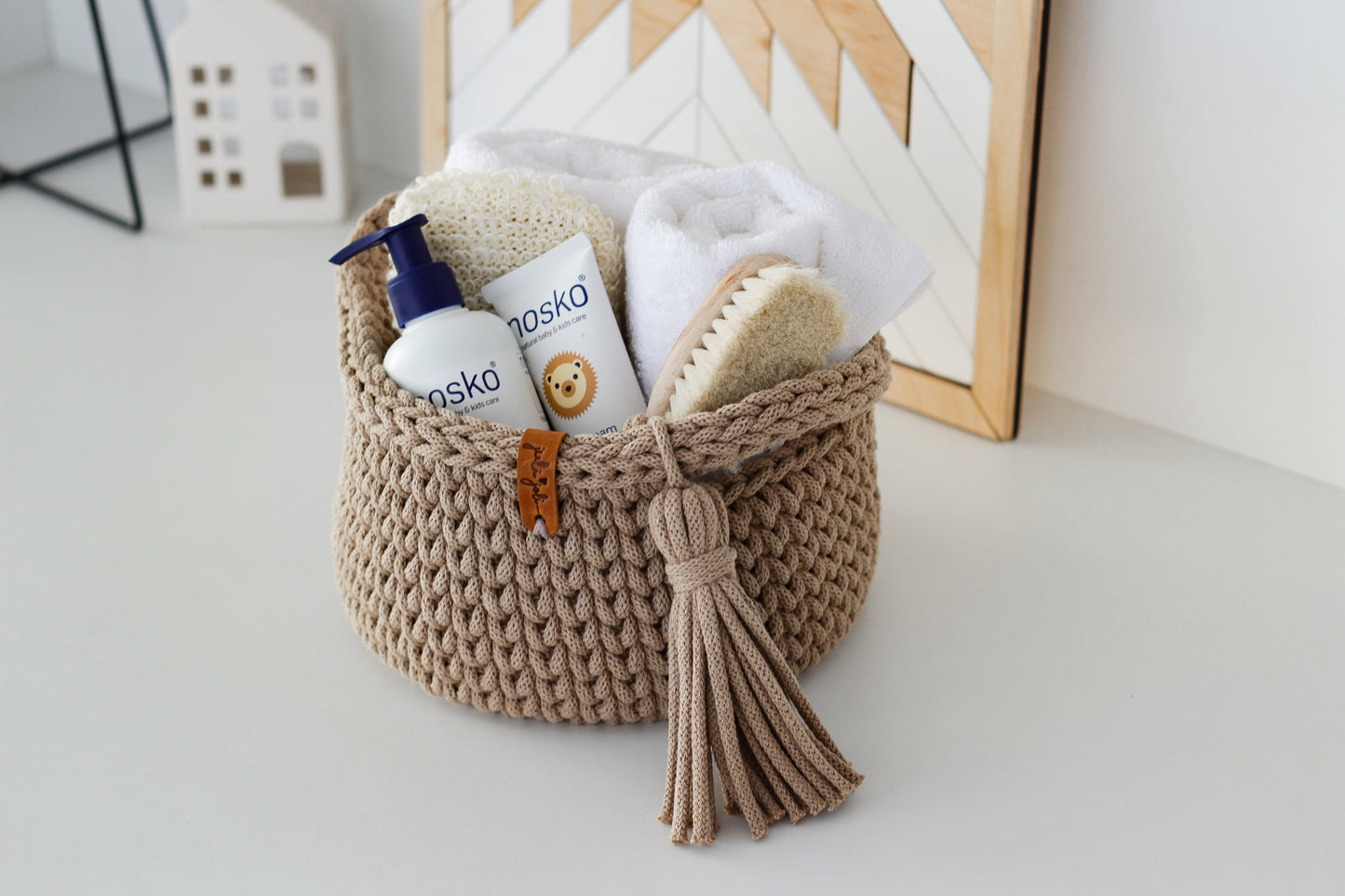 ROUND DIAPER BASKET 20cm | SAND