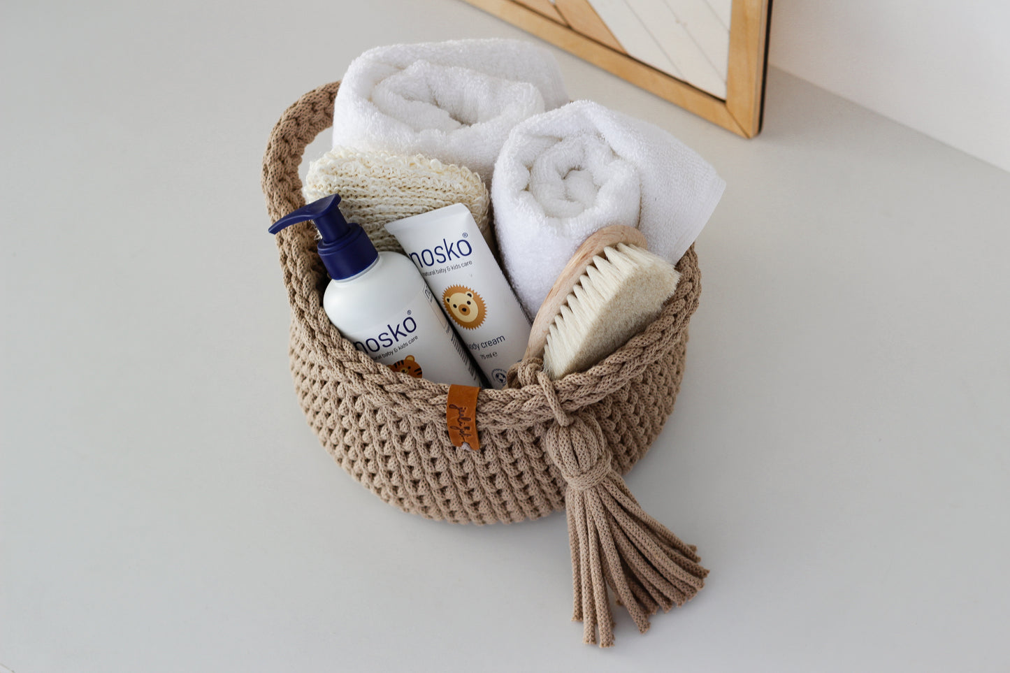 ROUND DIAPER BASKET 20cm | SAND