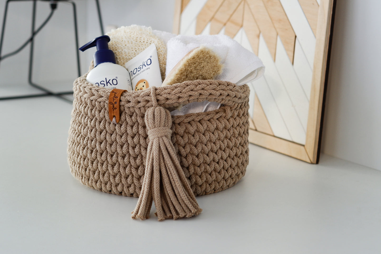 ROUND DIAPER BASKET 20cm | SAND