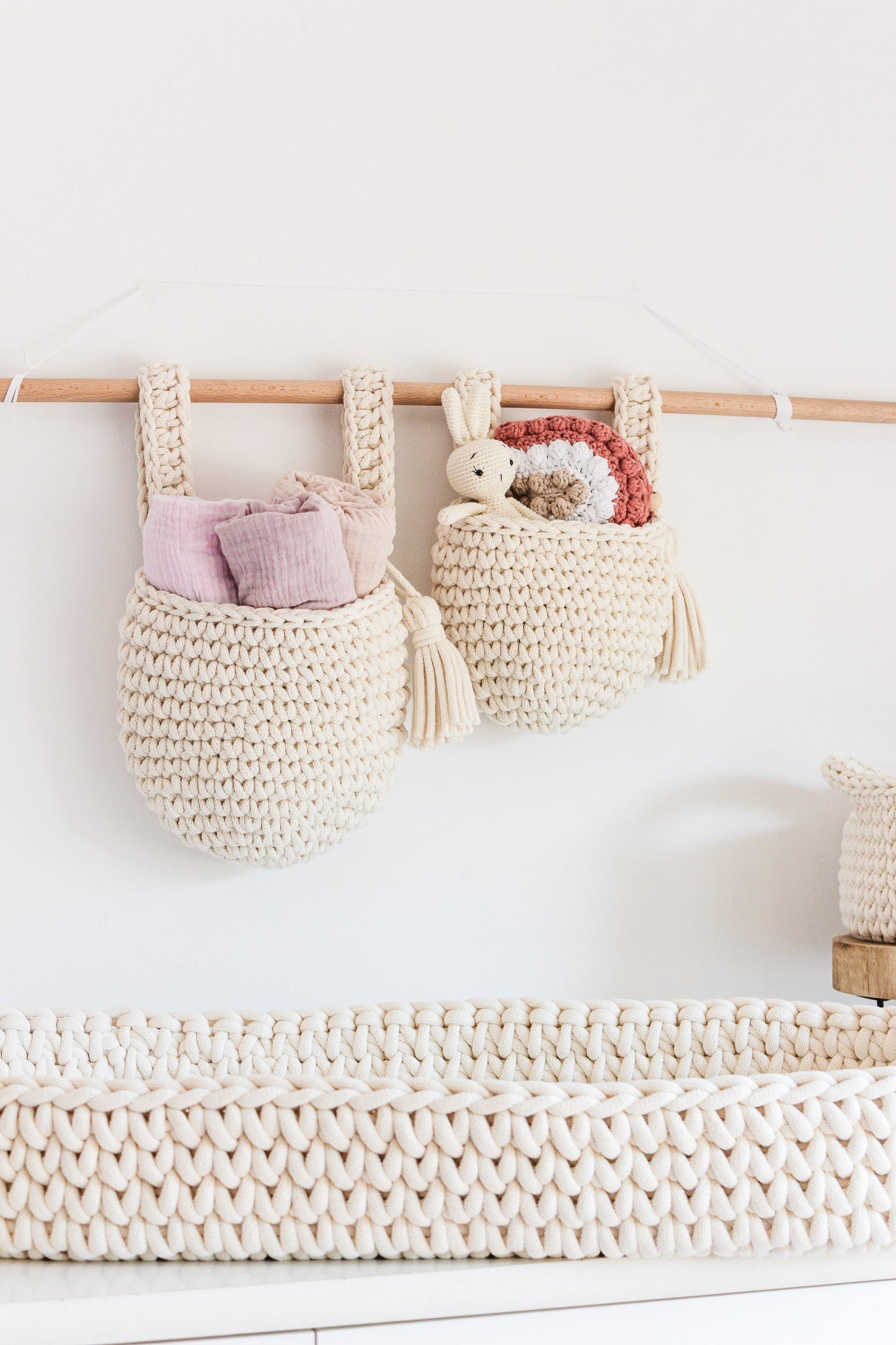 HANGING POCKET BASKETS SET of 2 | NATURAL