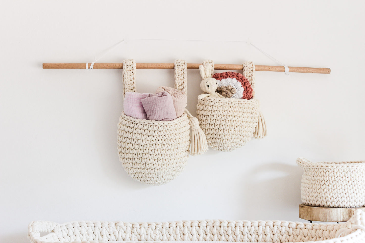 HANGING POCKET BASKETS SET of 2 | NATURAL