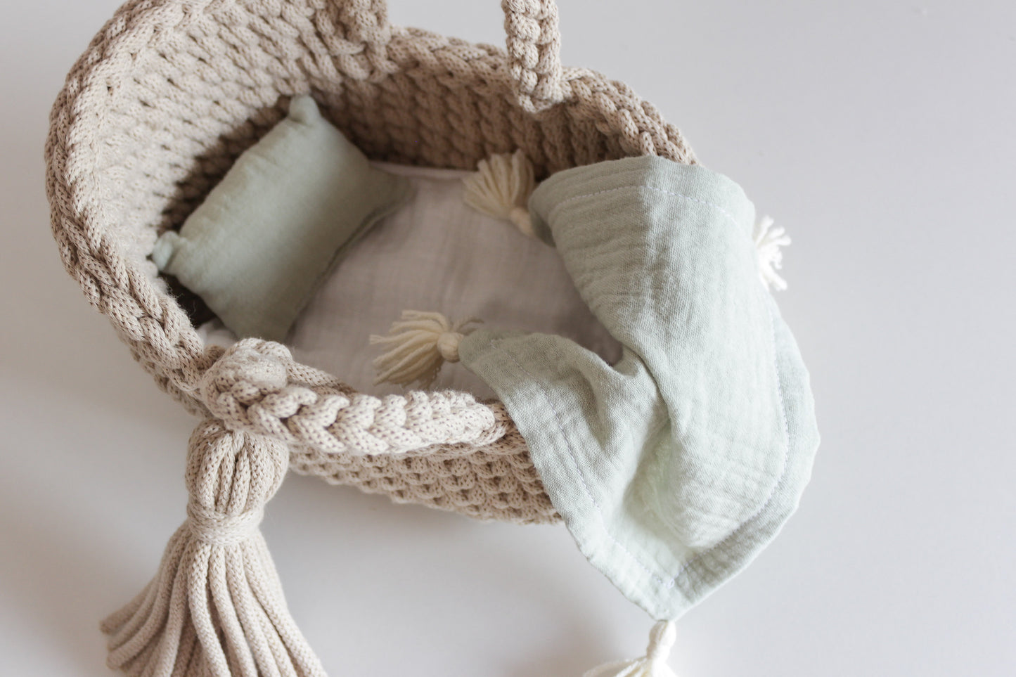 22cm MINI DOLL MOSES BASKET | BEIGE