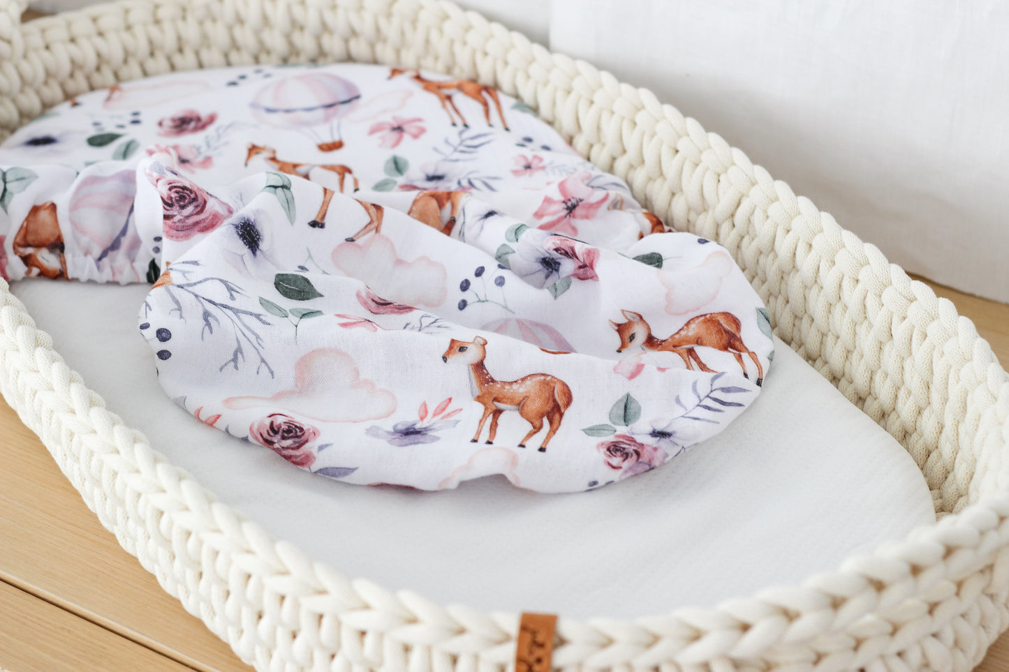 PREMIUM COTTON FITTED SHEET | DEER and FLOWERS