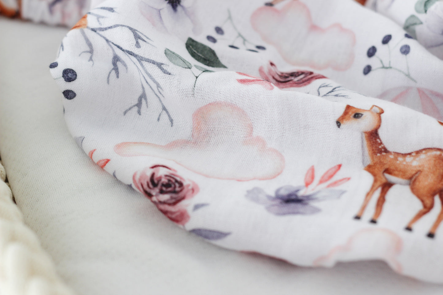 PREMIUM COTTON FITTED SHEET | DEER and FLOWERS