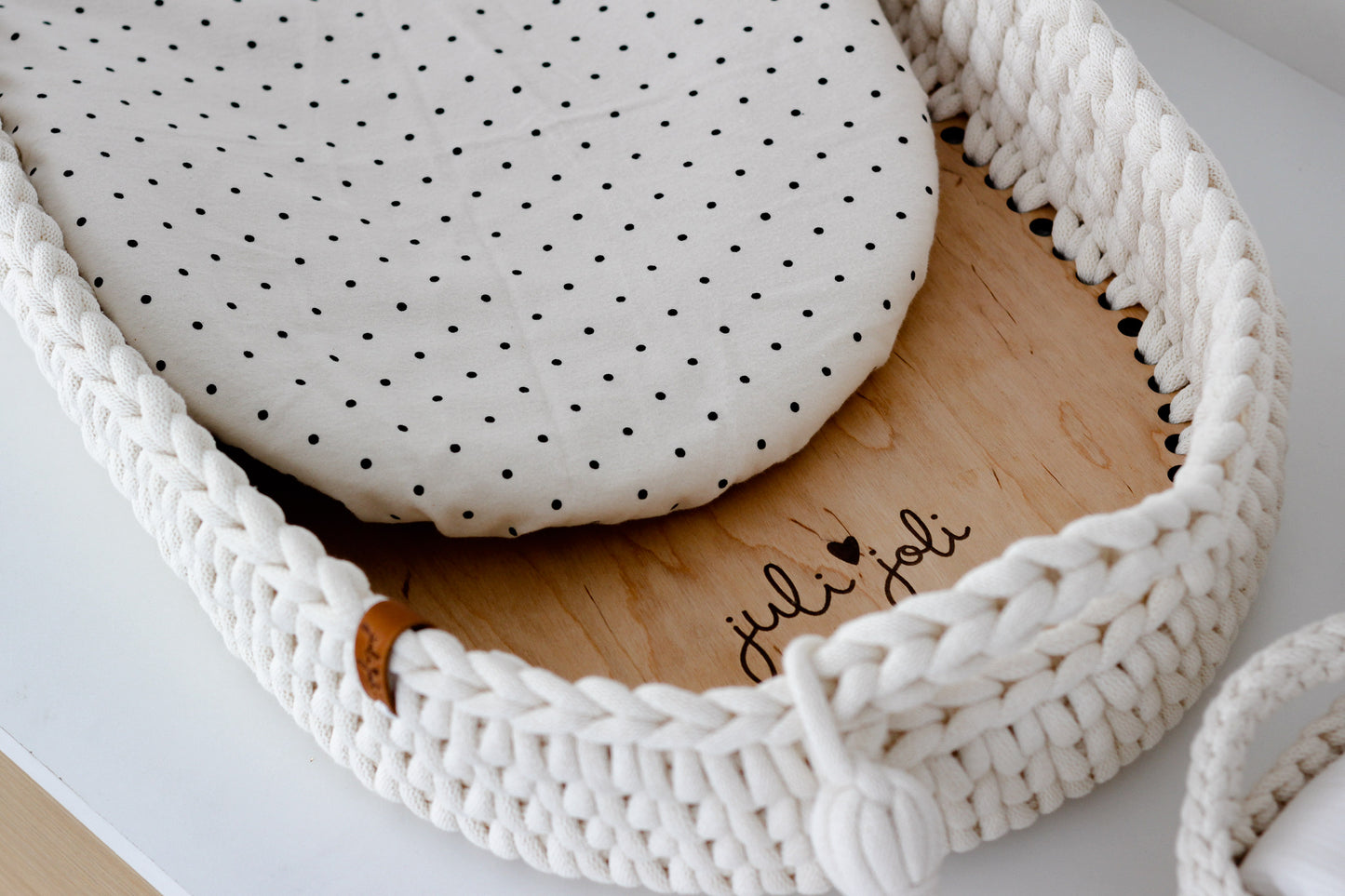 WARM COTTON FITTED SHEET | BLACK DOTS on MILK