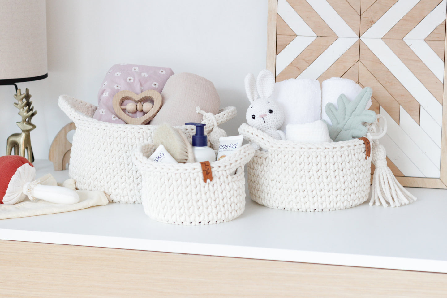 ROUND DIAPER BASKETS SET of 3 | NATURAL