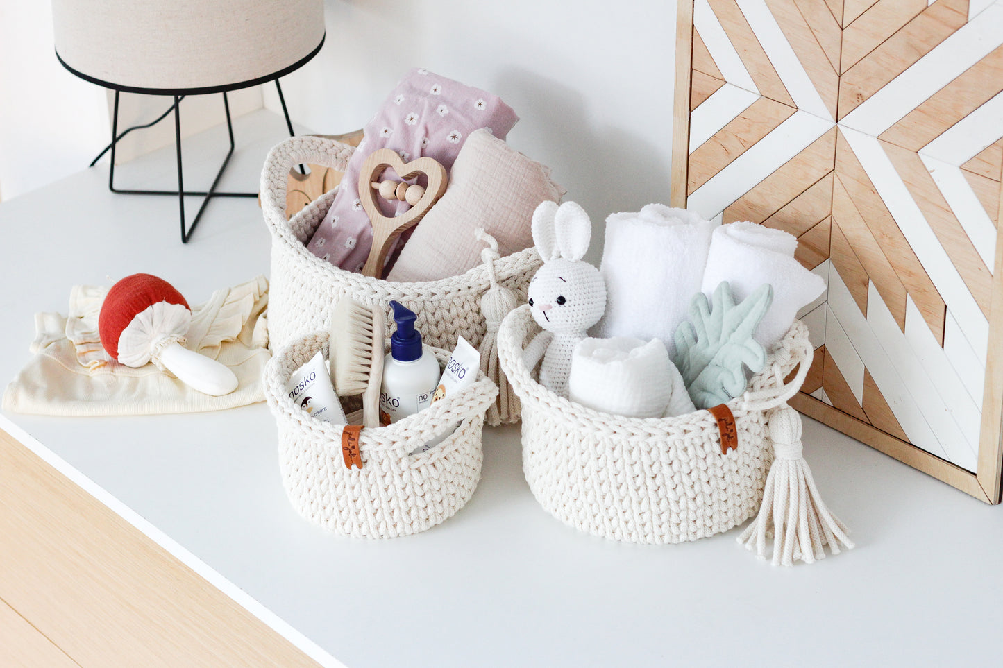 ROUND DIAPER BASKETS SET of 3 | NATURAL