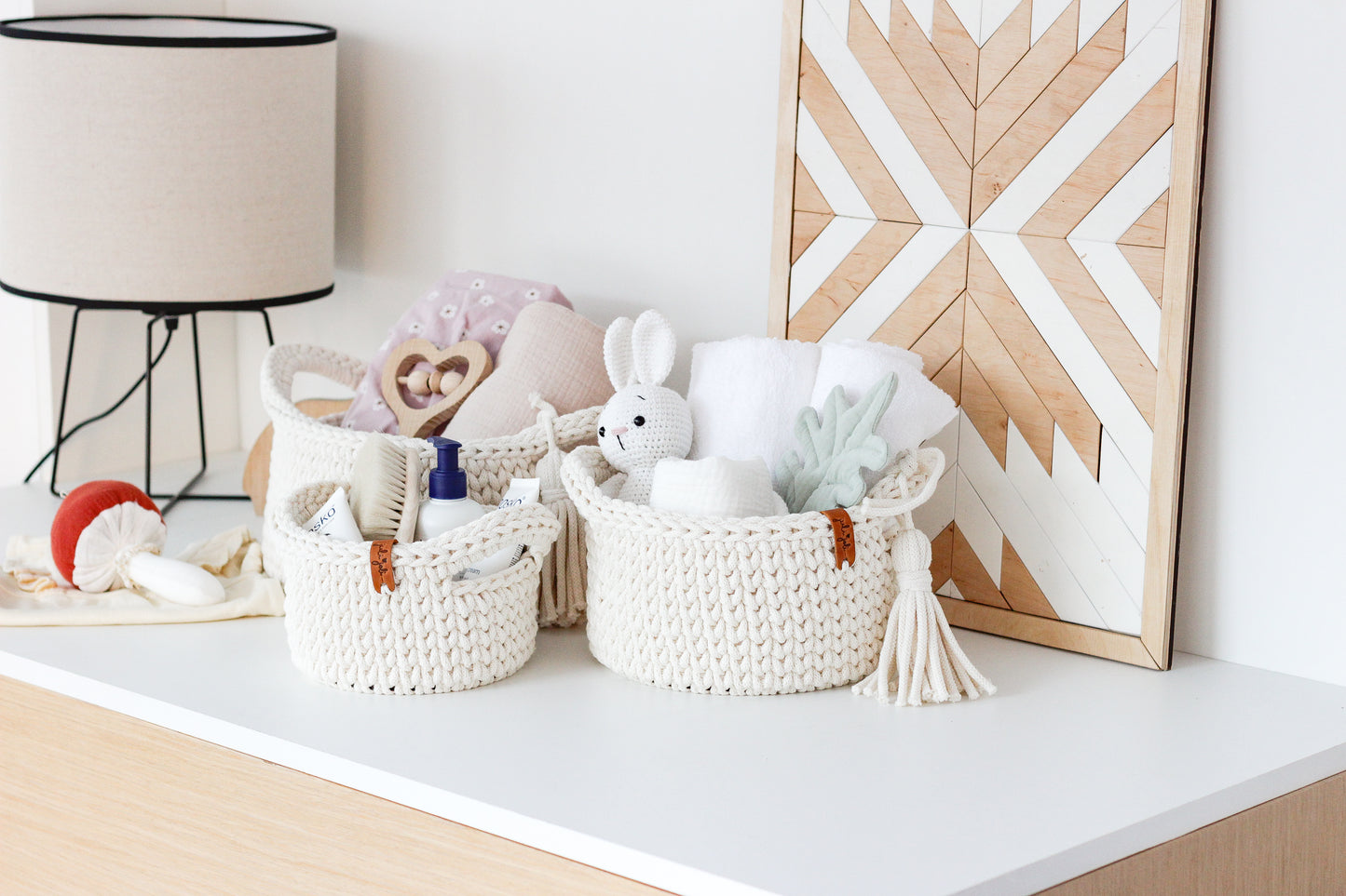 ROUND DIAPER BASKETS SET of 3 | NATURAL