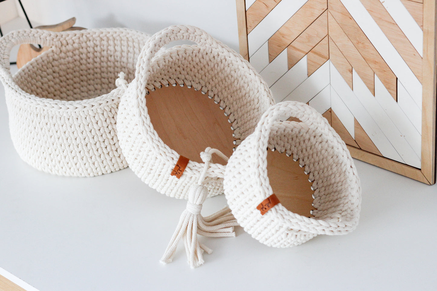 ROUND DIAPER BASKETS SET of 3 | NATURAL