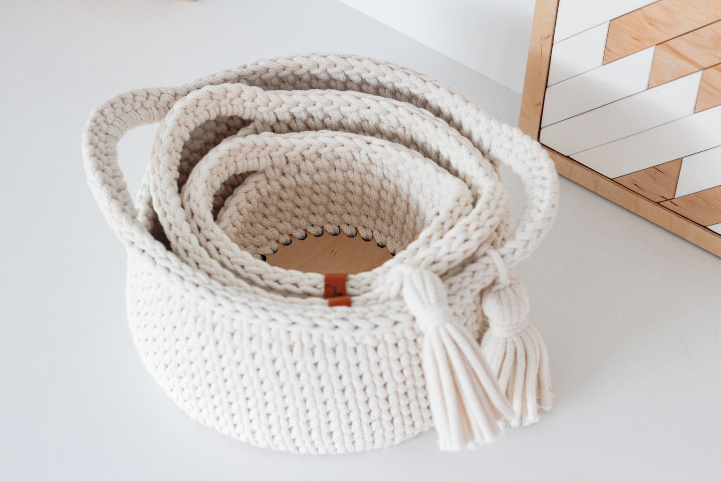 ROUND DIAPER BASKETS SET of 3 | NATURAL