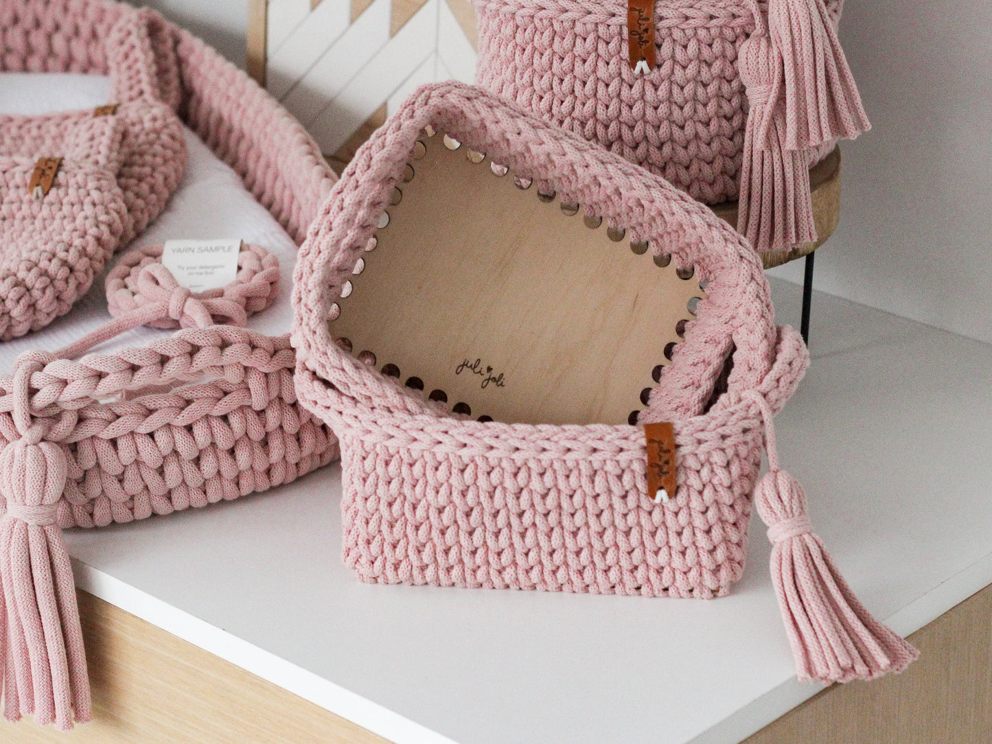 RECTANGLE BASKET LOW | PASTEL PINK