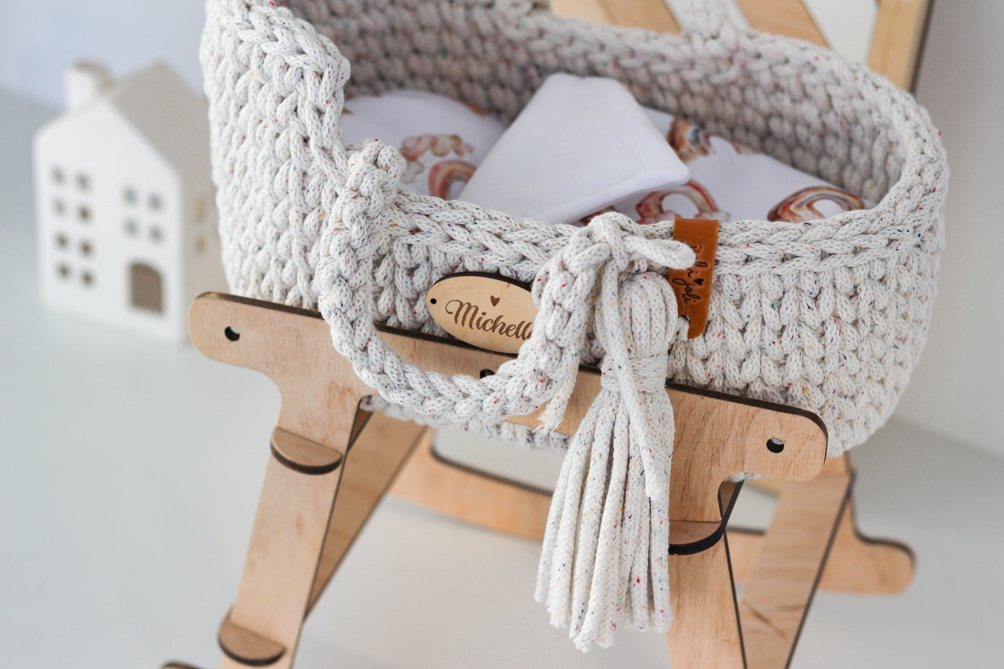 27cm DOLL MOSES BASKET | RAINBOW DUST