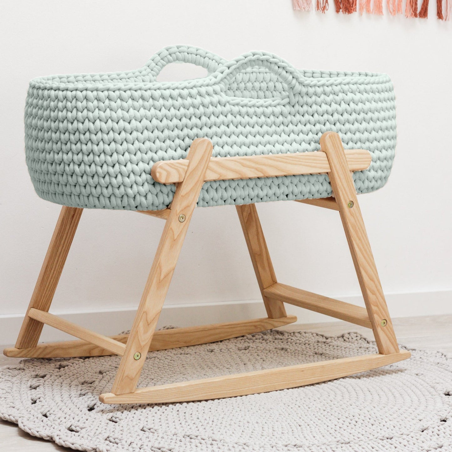 BABY MOSES BASKET | MILKY GREEN