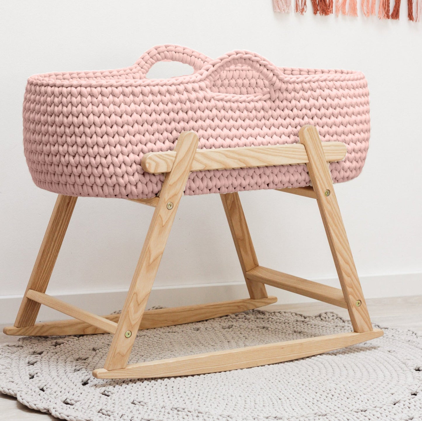 BABY MOSES BASKET | PASTEL PINK