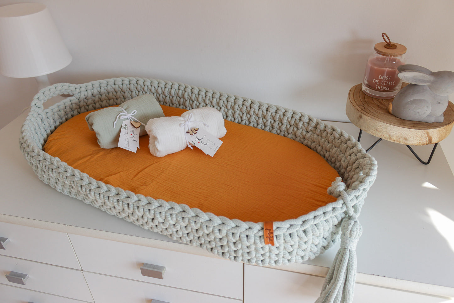 BABY CHANGING BASKET | Milky Green