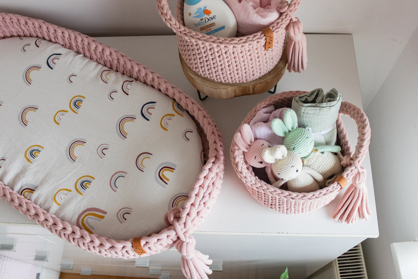 BABY CHANGING BASKET | Pastel Pink