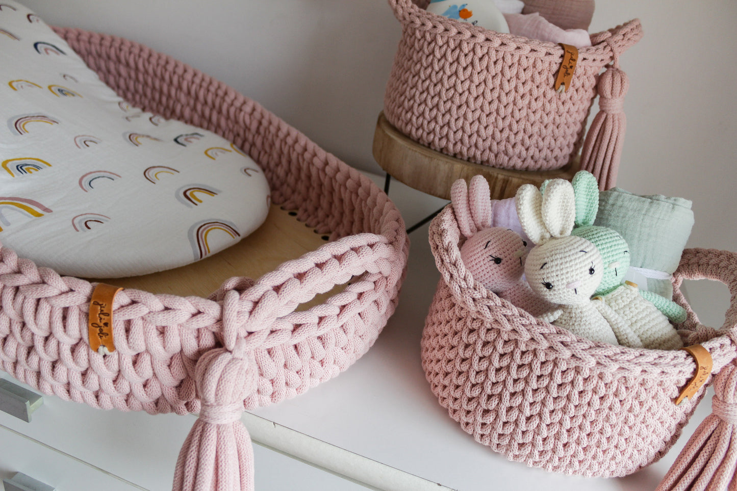 BABY CHANGING BASKET | Pastel Pink